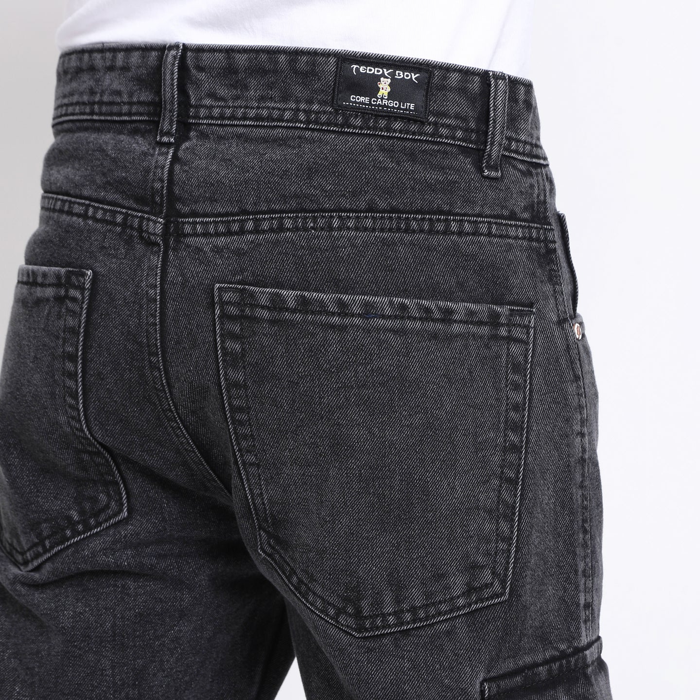 BLACK BAGGY CARGO FIT JEANS 4726-1